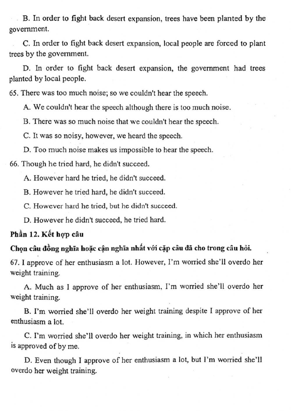 Đề thi đánh giá năng lực ngoại ngữ Tiếng Anh vào lớp 10 Chuyên ngoại ngữ - Số 12.2