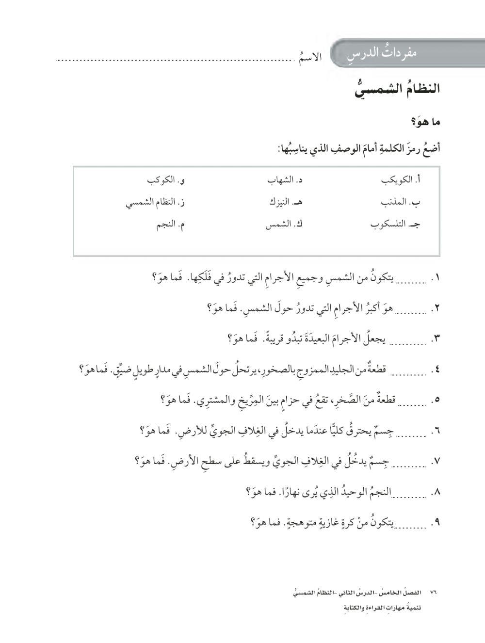مفردات النظام الشمسي