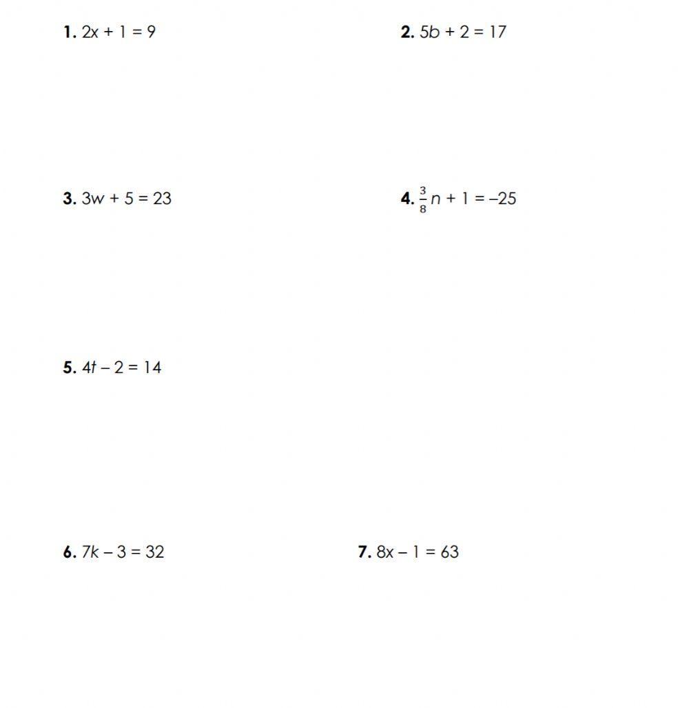 Solving two step linear equations