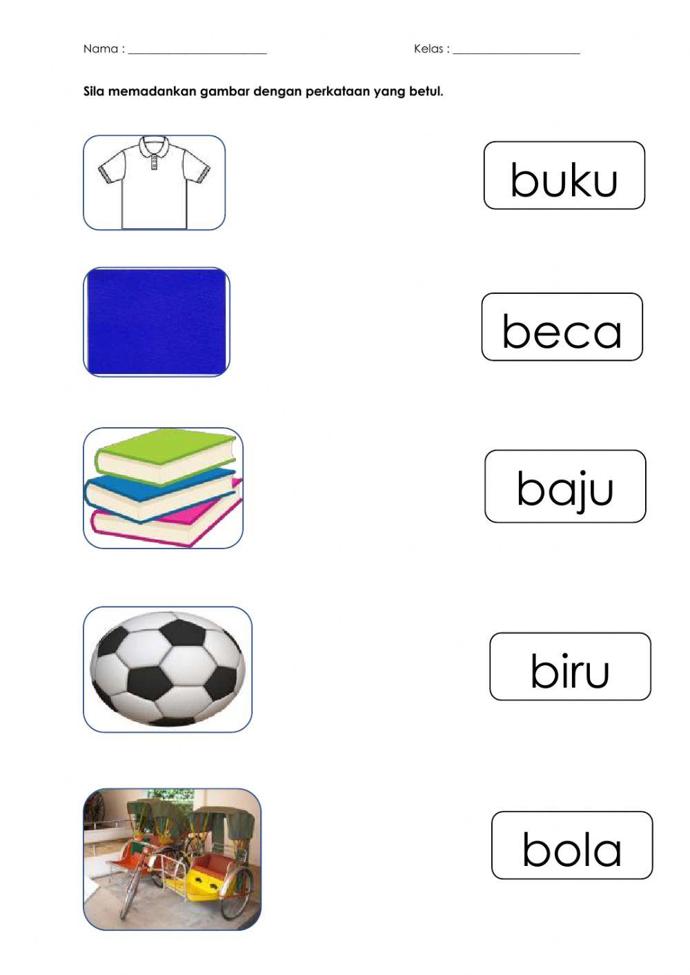 Sila memadankan gambar dengan perkataan yang betul