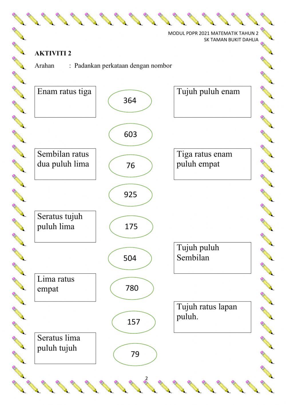 Matematik tahun 2-NOMBOR HINGGA 1000