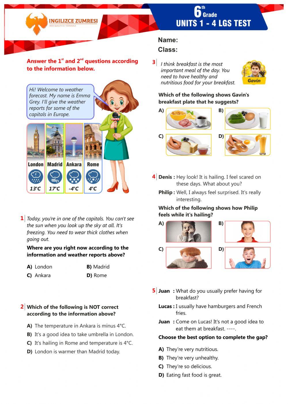 Grade 6 unit 1-4 revision