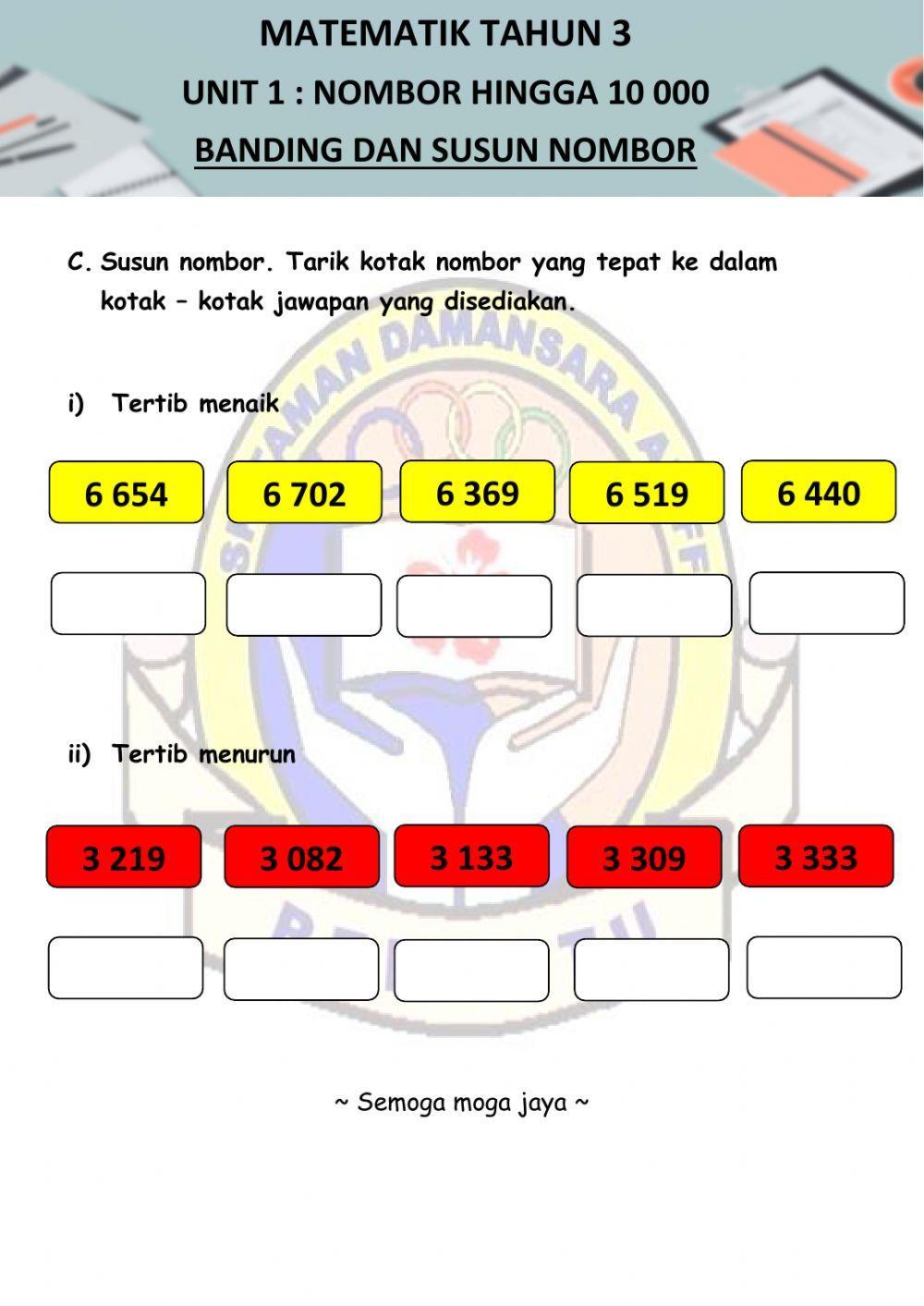 Banding dan susun nombor