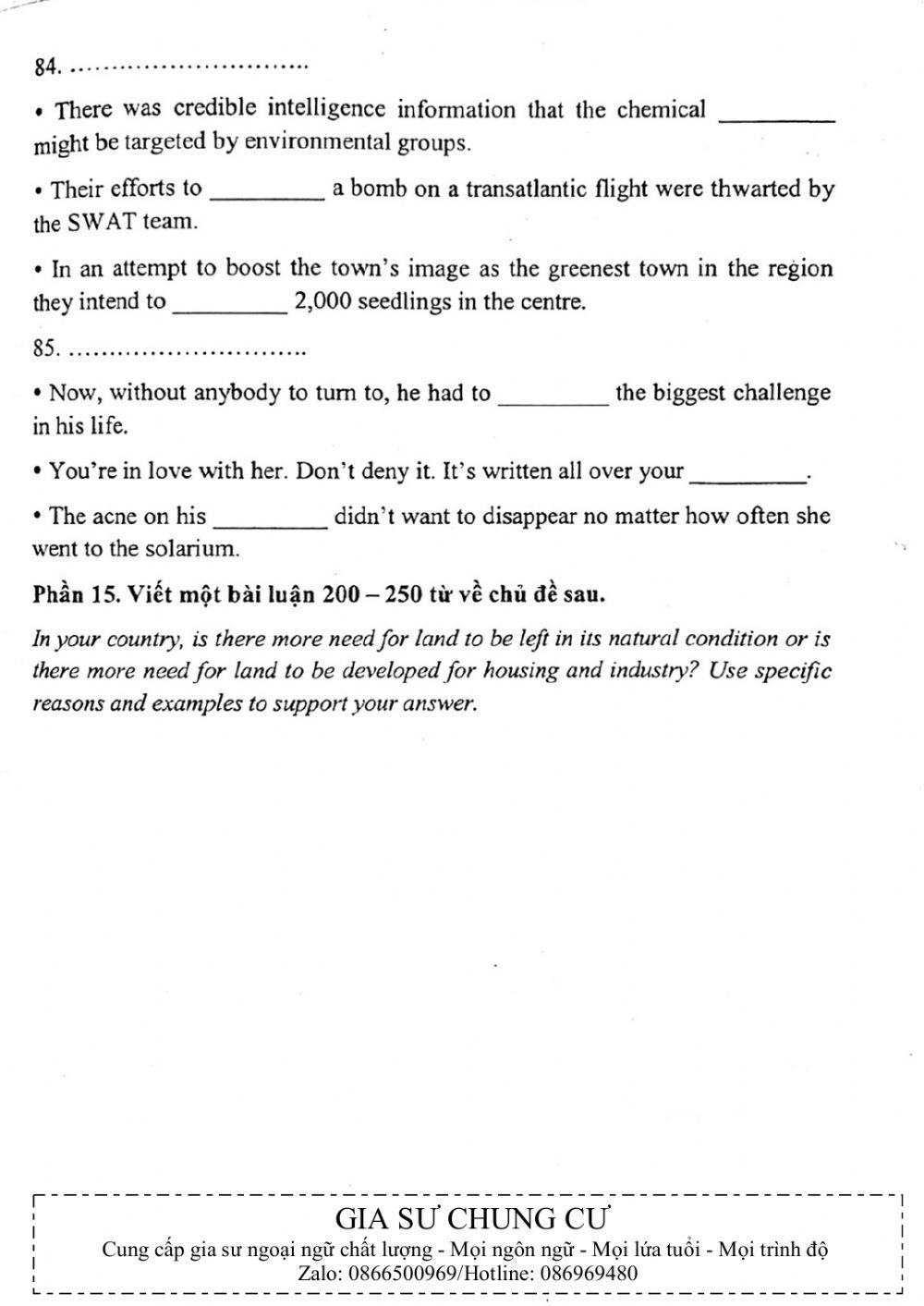Đề thi đánh giá năng lực ngoại ngữ Tiếng Anh vào lớp 10 Chuyên ngoại ngữ - Số 15.2