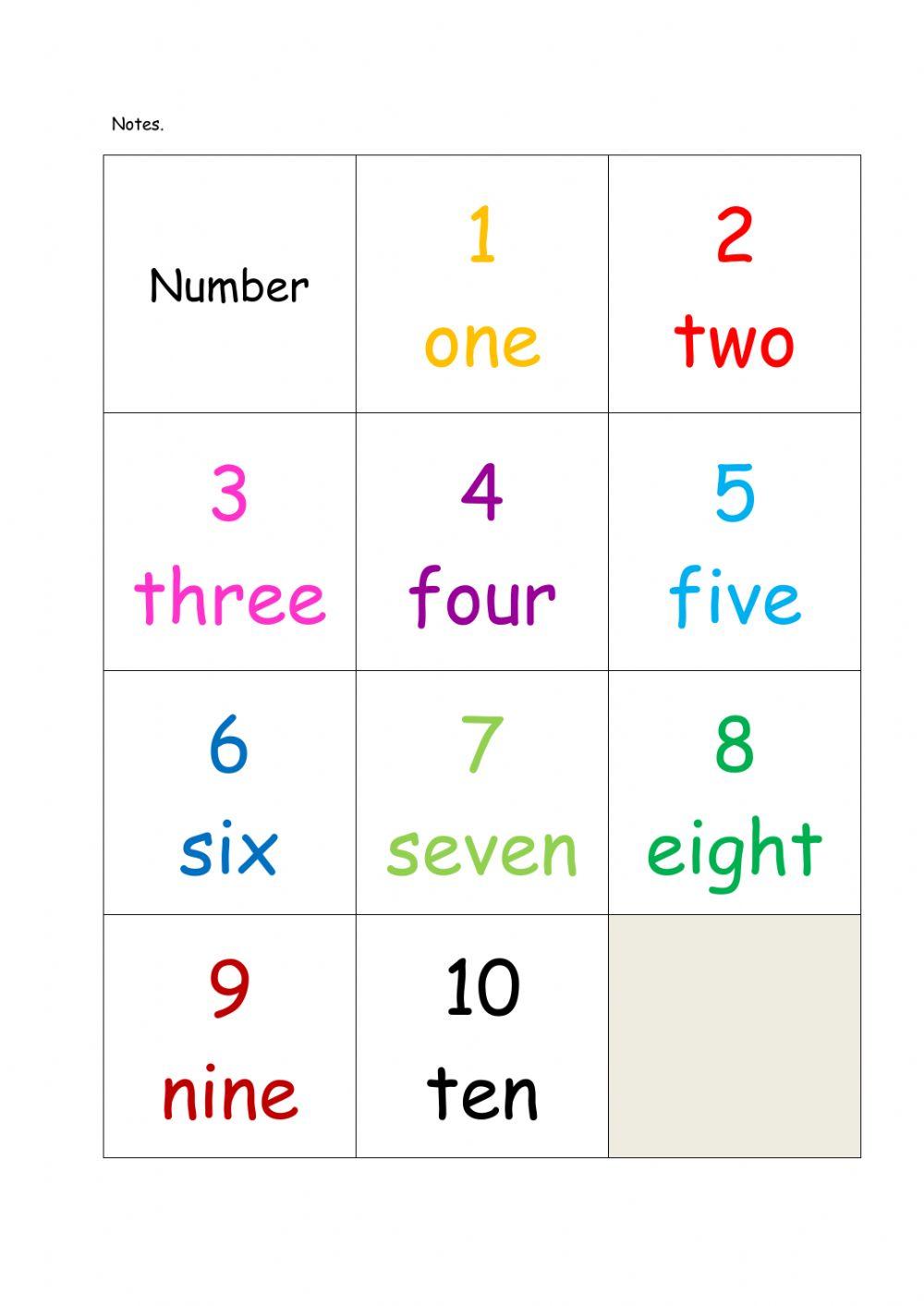 Number 1 10 worksheet Live Worksheets