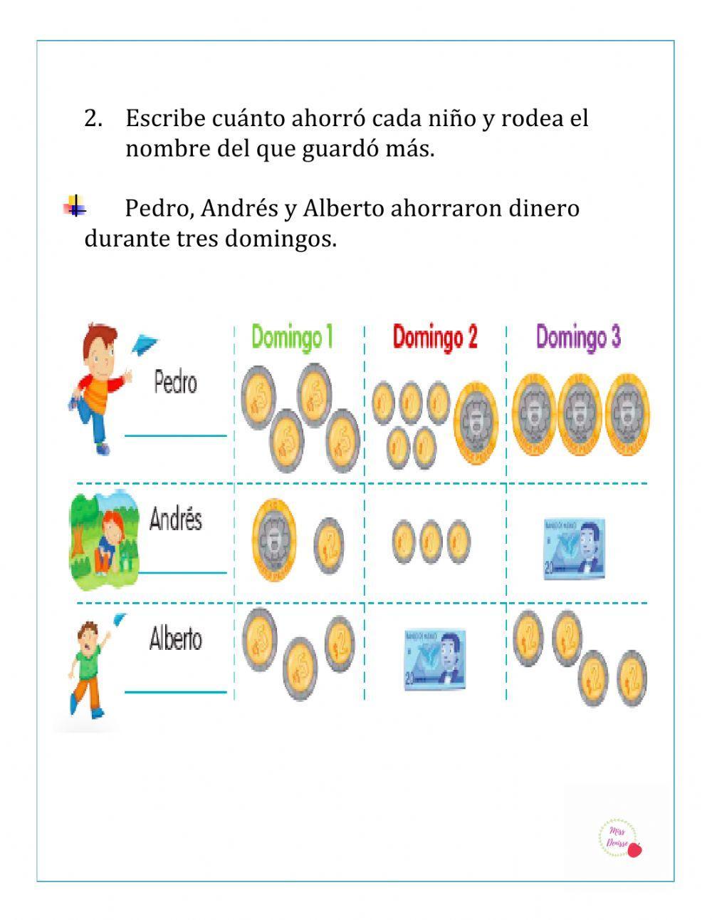 Resolución de problemas con monedas y billetes