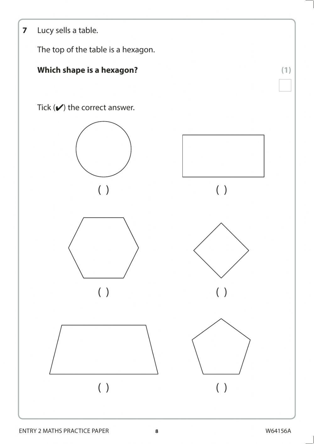 Functional Skills maths sample paper