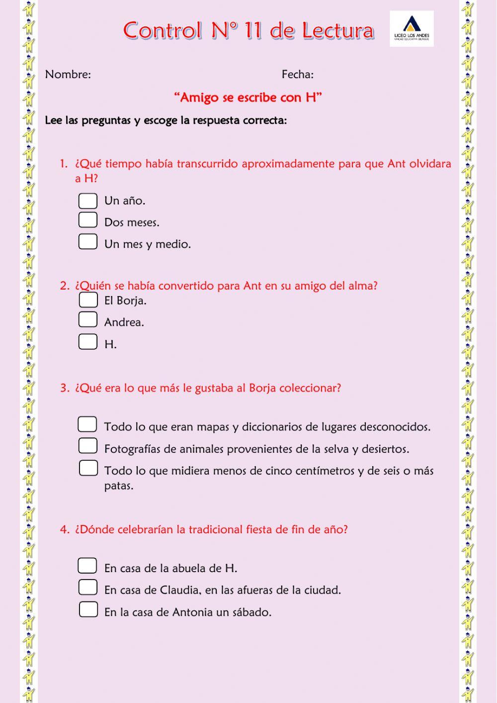 Control de Lectura -11 Amigo se escribe con H
