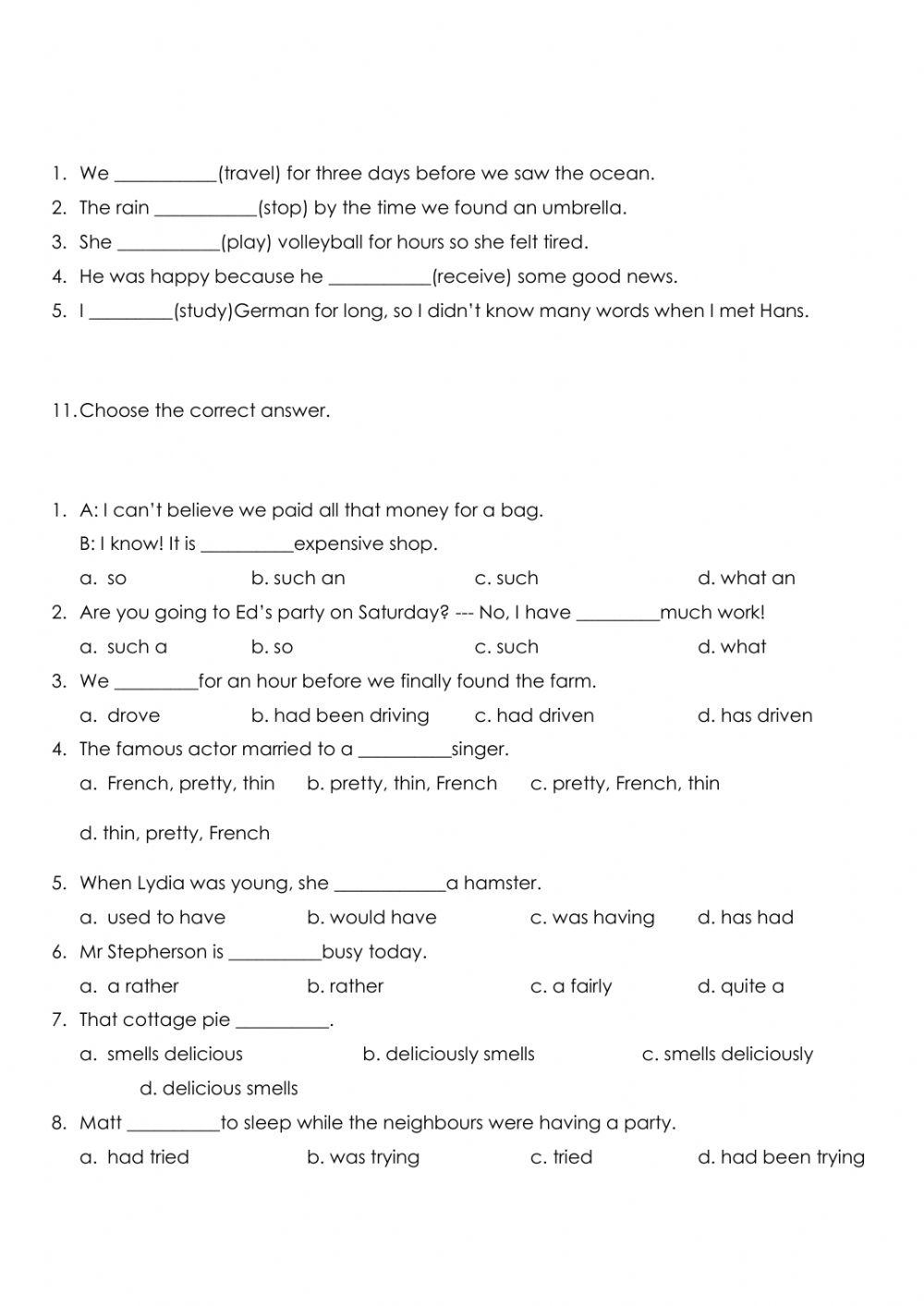 D' class, module 2 (grammar+ vocabulary)