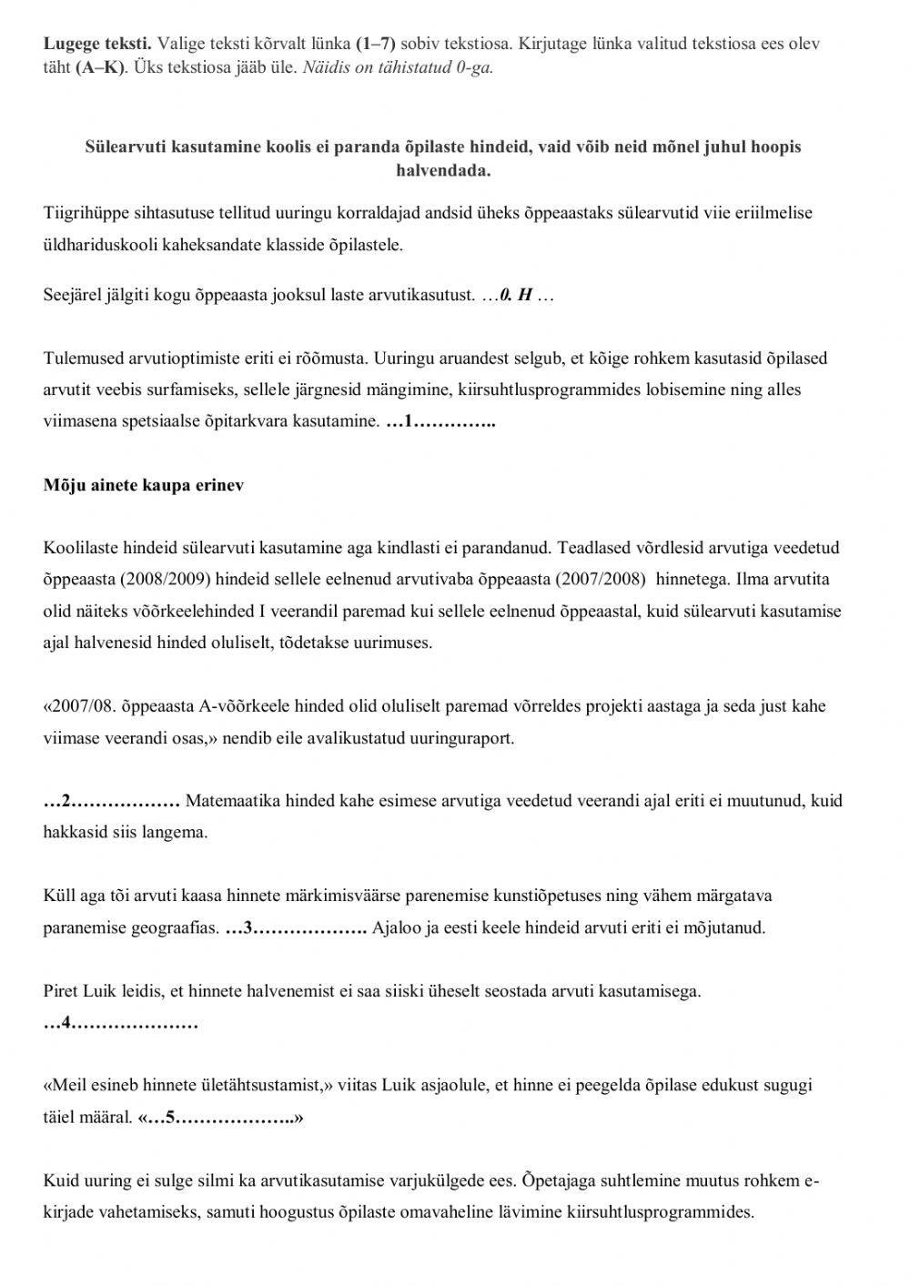 Sülearvuti kasutamine koolis