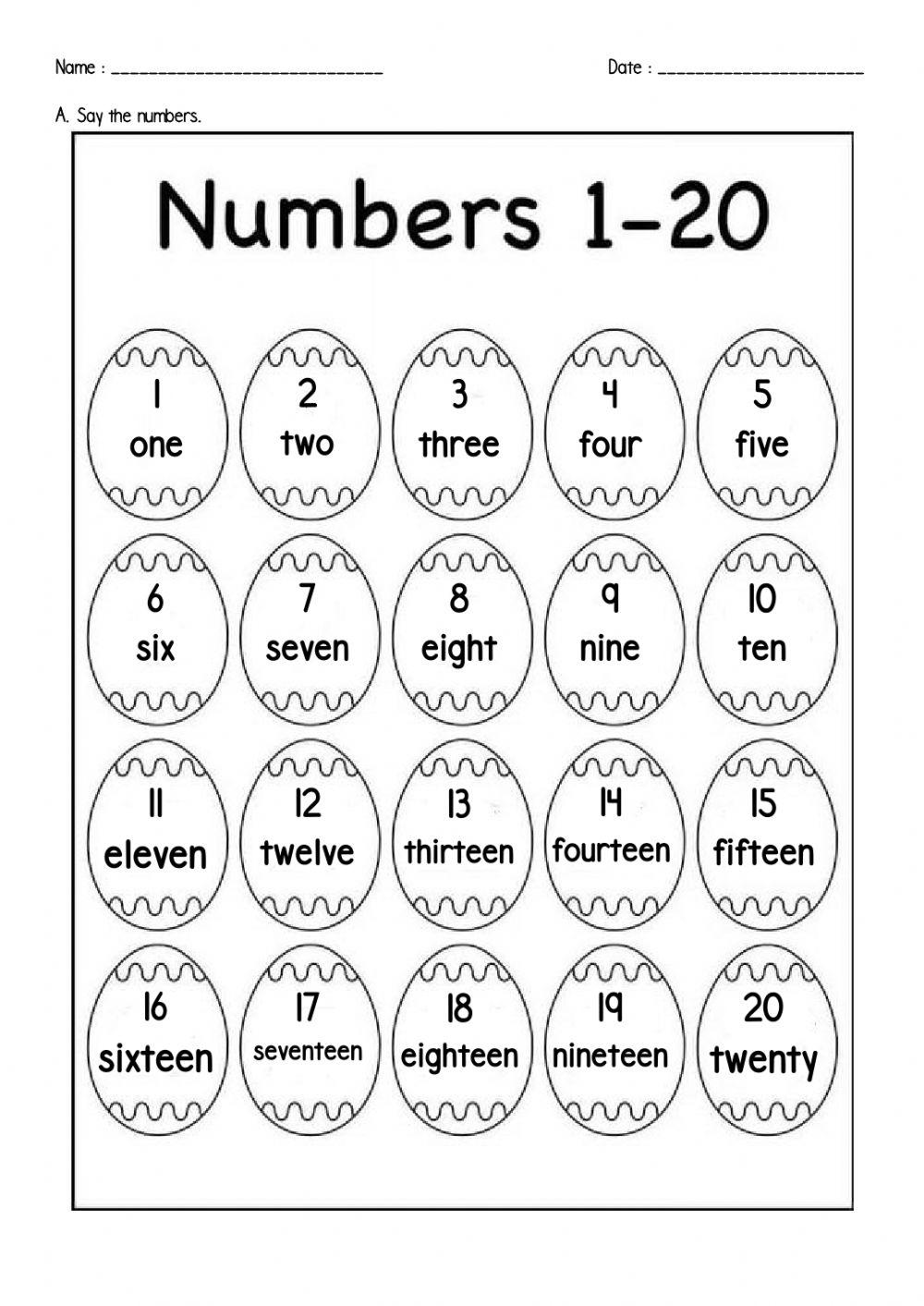 Toddler Numbers 1 20