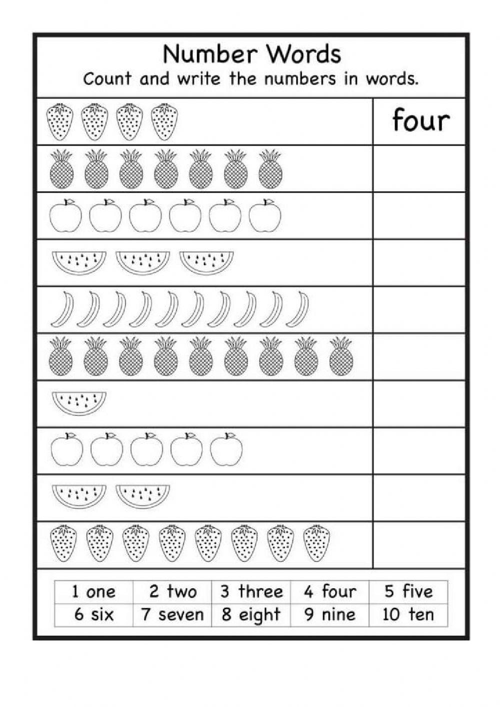 numbers 1 20 online exercise for Live Worksheets