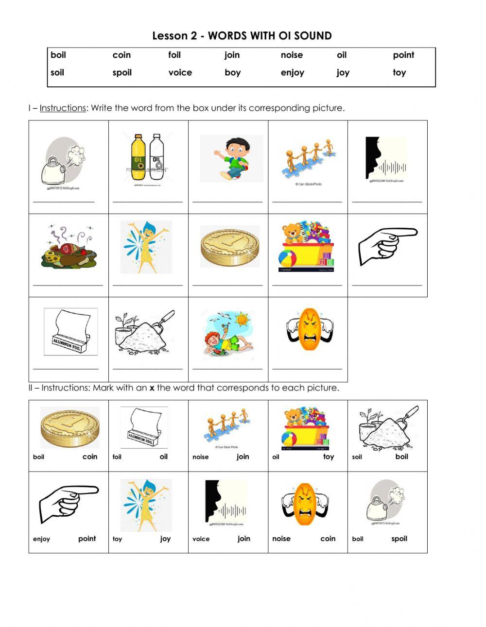 Lesson 2 p.1 words with oi-oy