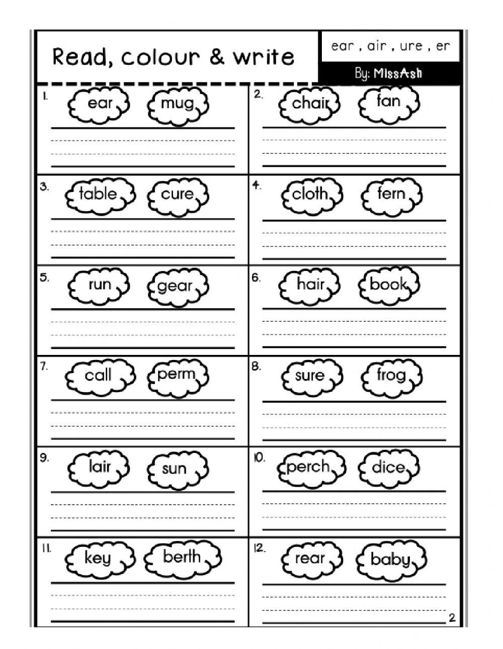 Air Ear Worksheet