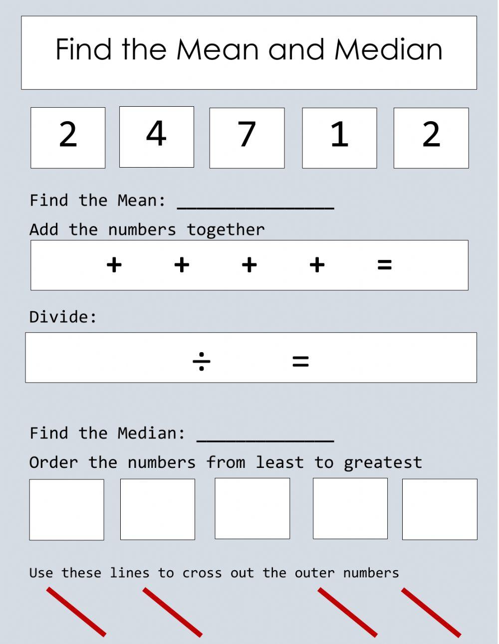 Find the Mean and Median worksheet | Live Worksheets