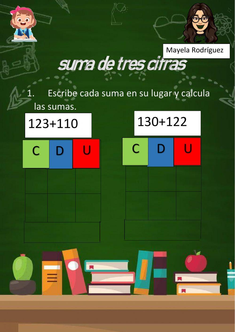 Suma de tres digitos Suma de tres digitos