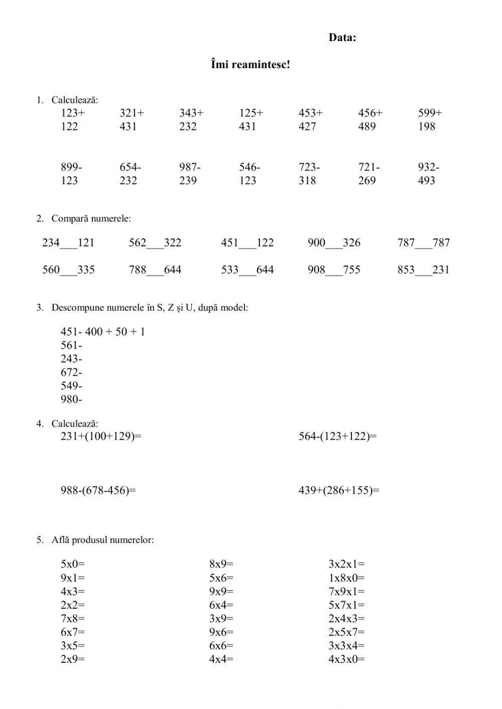 Recapitulare semestrială