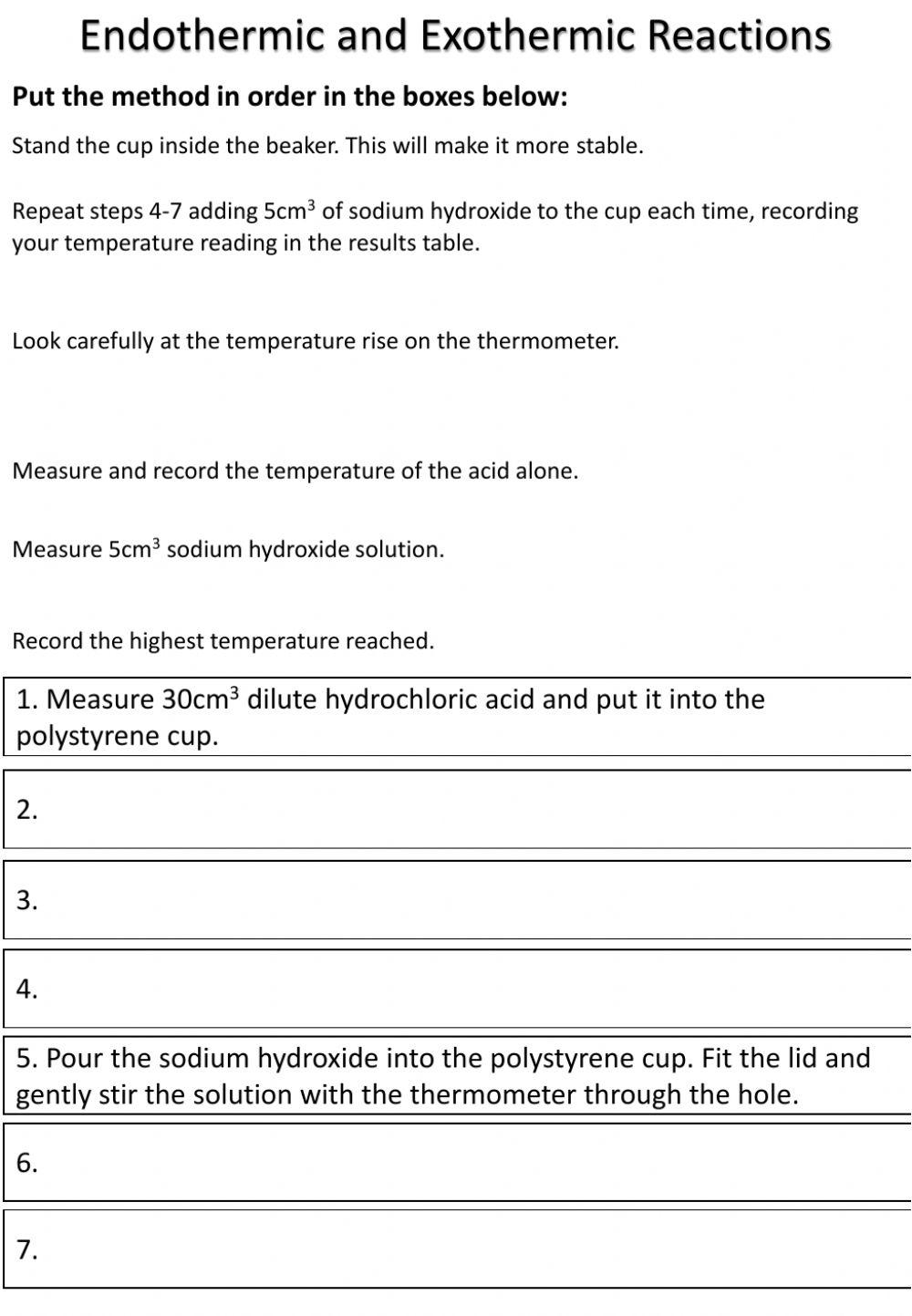 C7.1 Exothermic and Endothermic Reactions Sweet online exercise for ...
