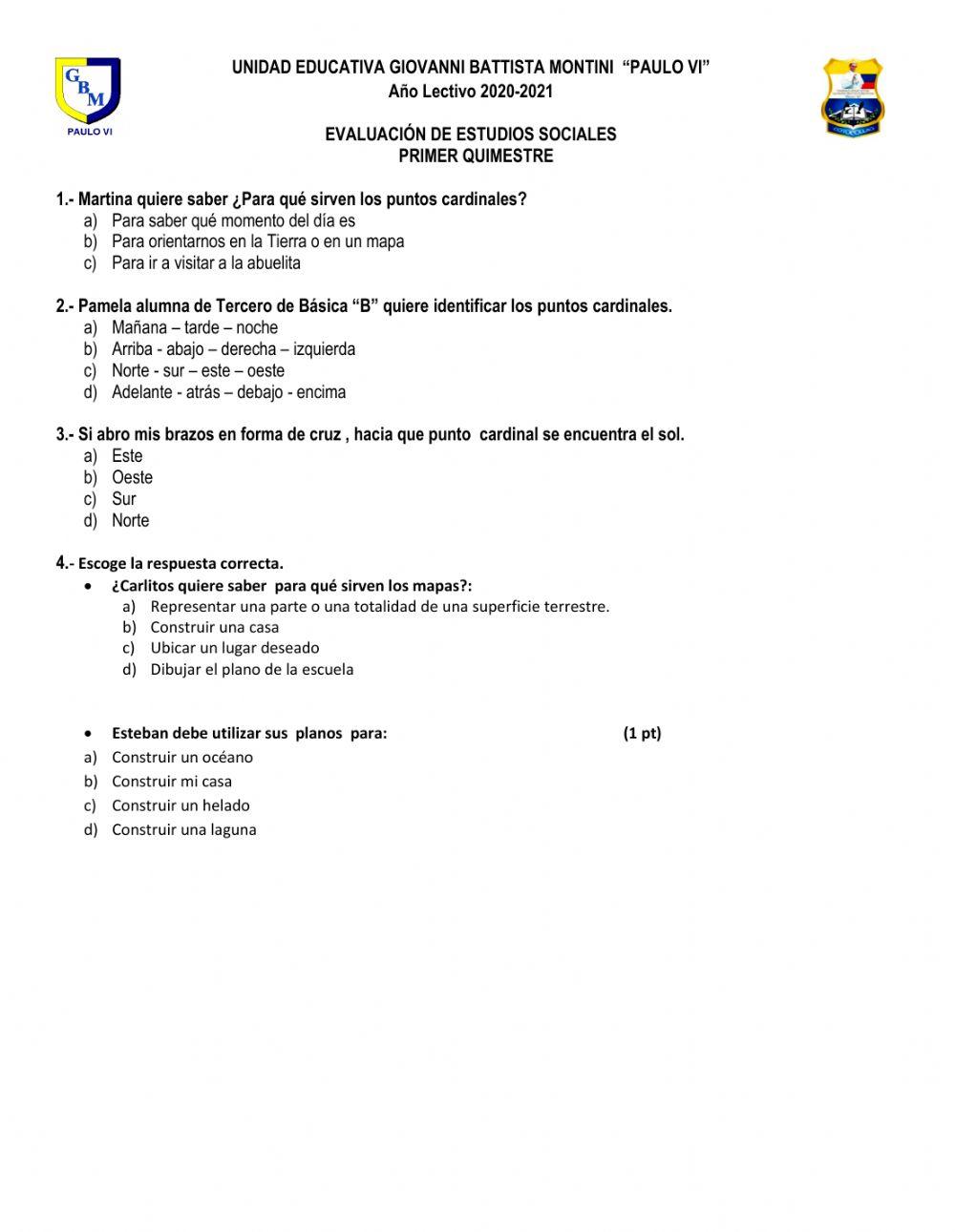 Evaluación quimestral