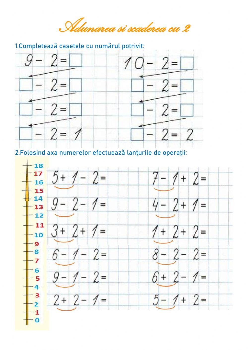 Adunarea si scaderea cu 2 b