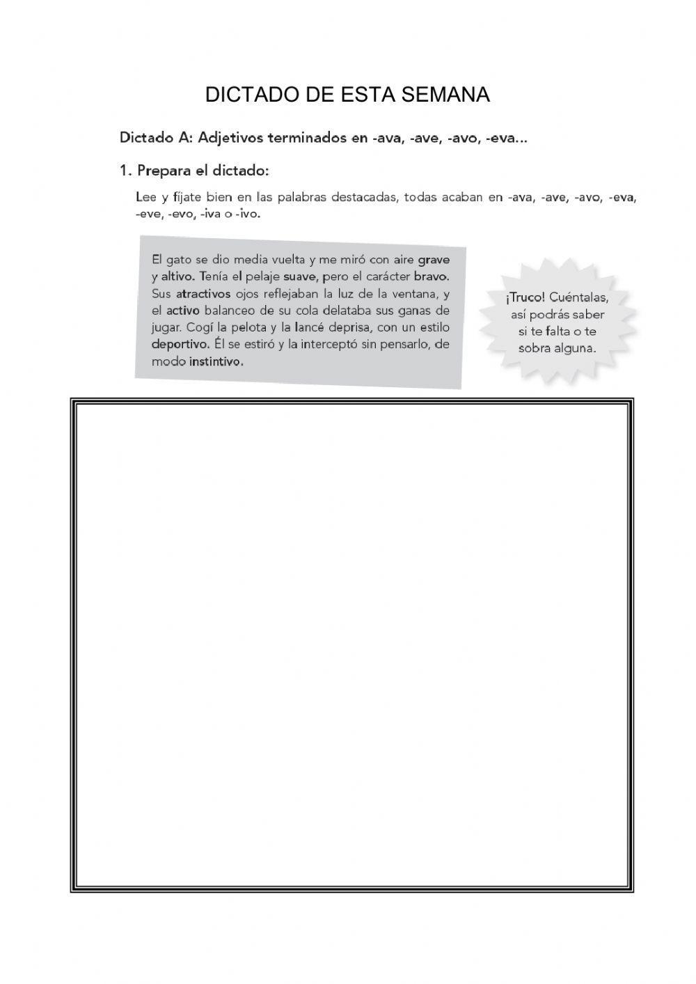 Dictado adjetivos con v