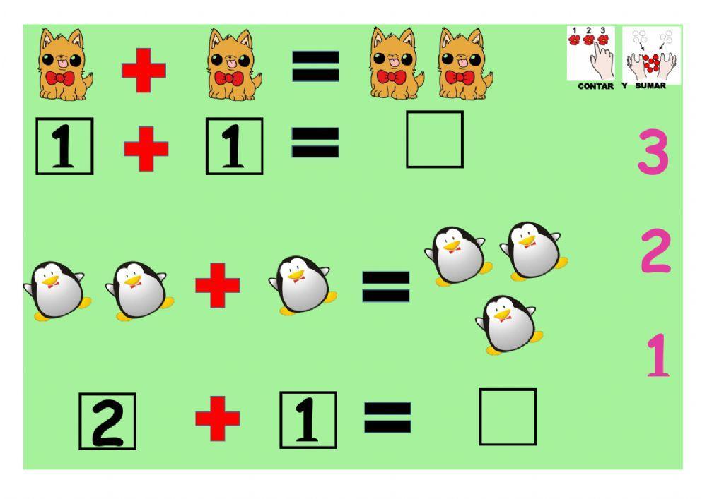 Sumas educ.infantil del 1 al 3