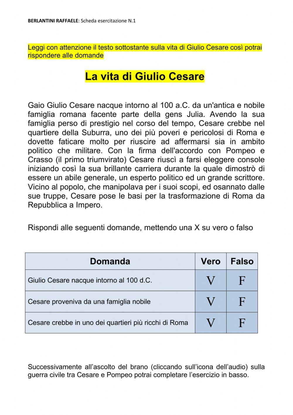 GIULIO CESARE scheda