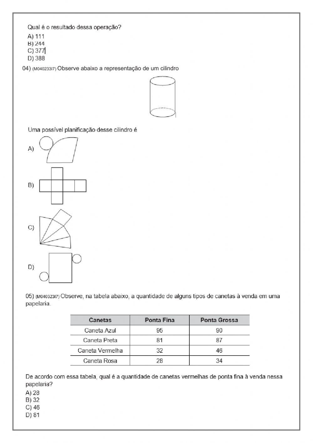 Gráfico, adição e medidas