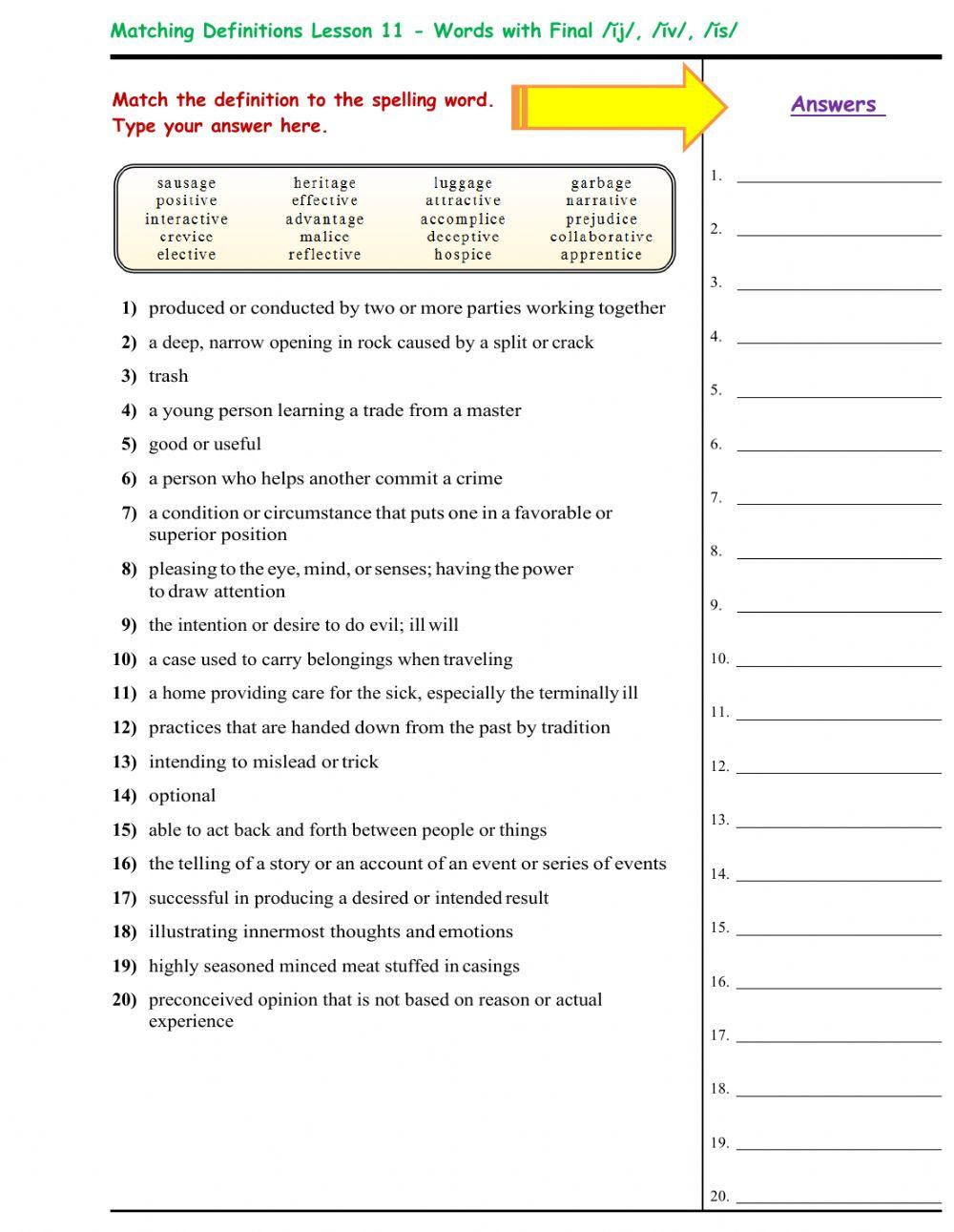 Lesson 11 - Words with Final Unstressed Syllables