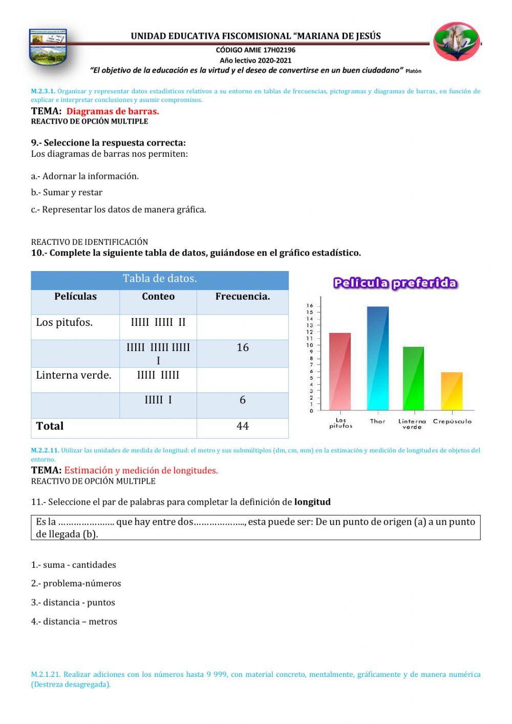 Evaluación Q- Matemática- 4 A