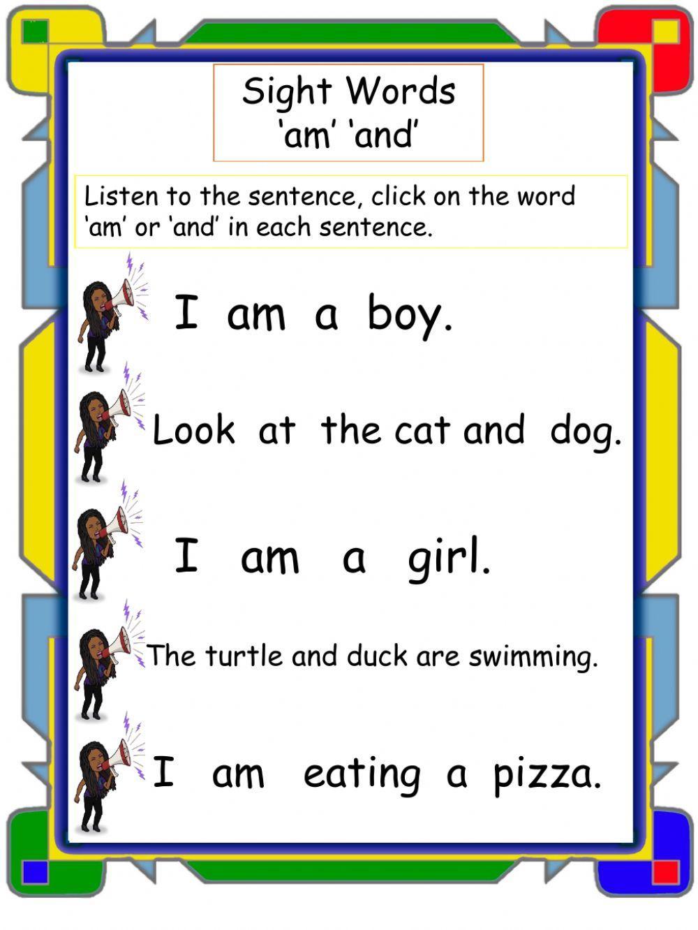 Sight words am and