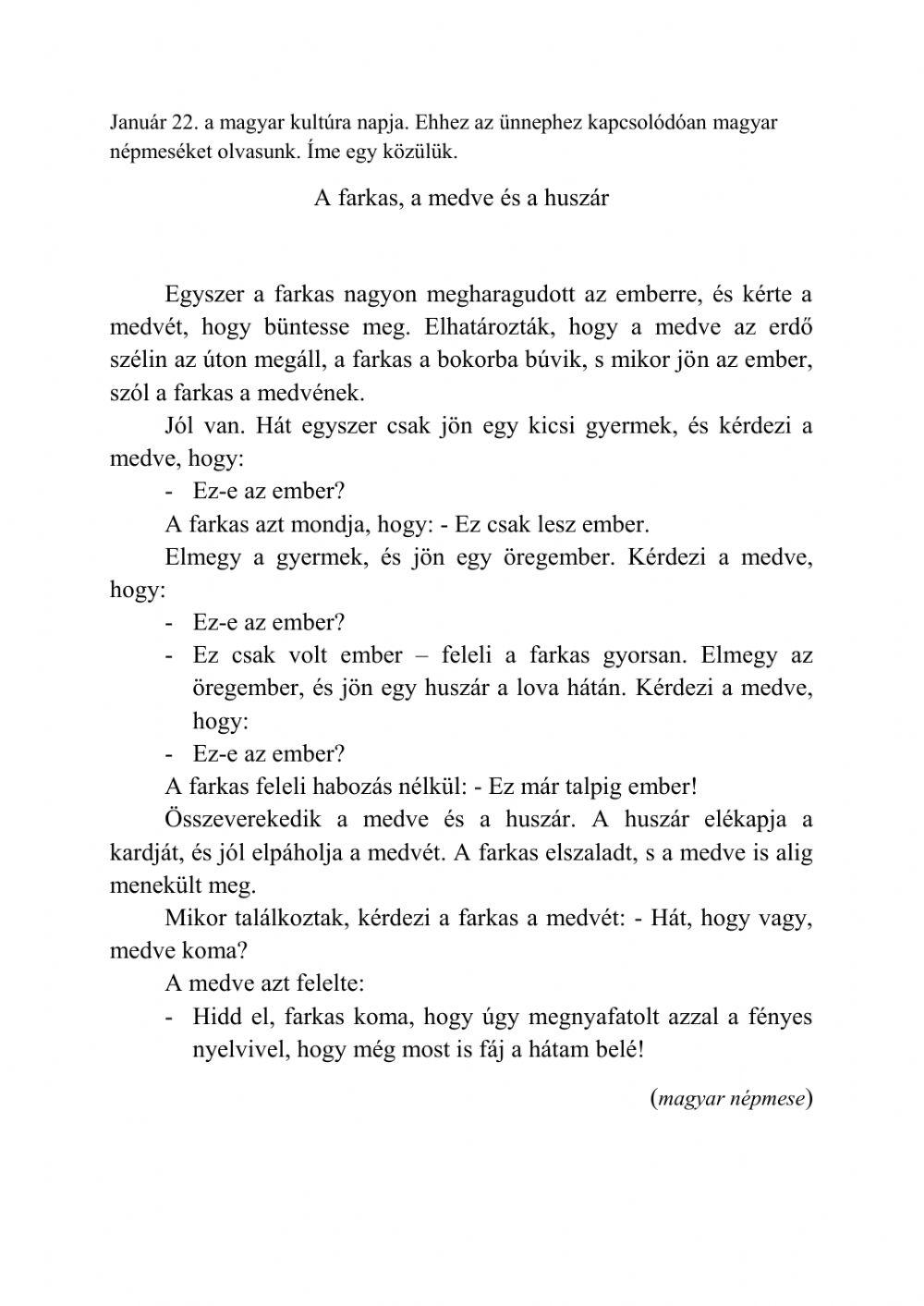 A farkas, a medve és ahuszár