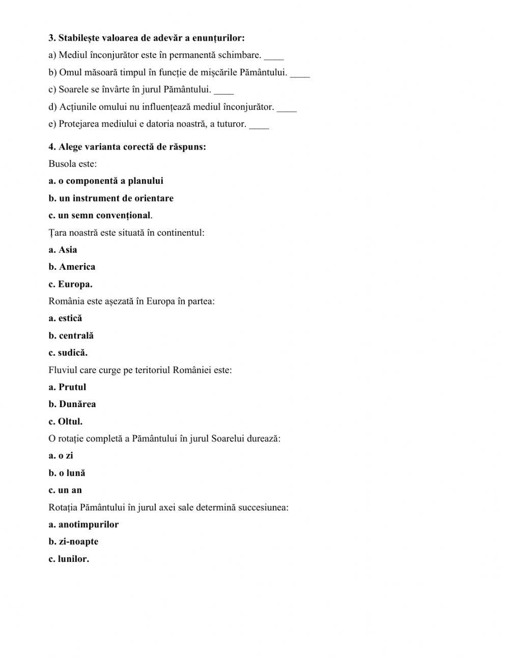 Evaluare sumativă-Geografie-sem.I