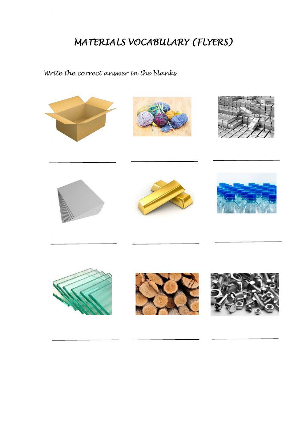 Materials vocabulary