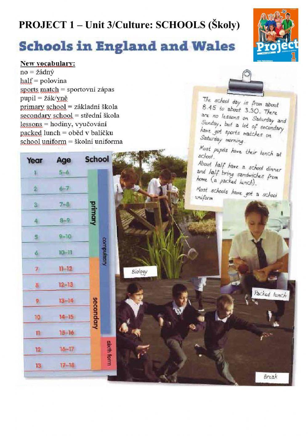 Project 1 Unit 3 - Culture: Schools in England and Wales