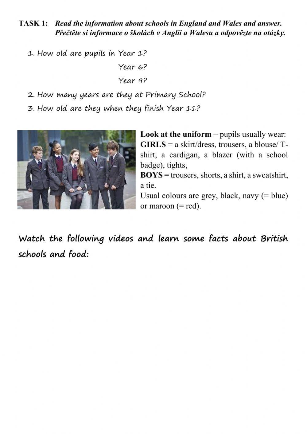 Project 1 Unit 3 - Culture: Schools in England and Wales