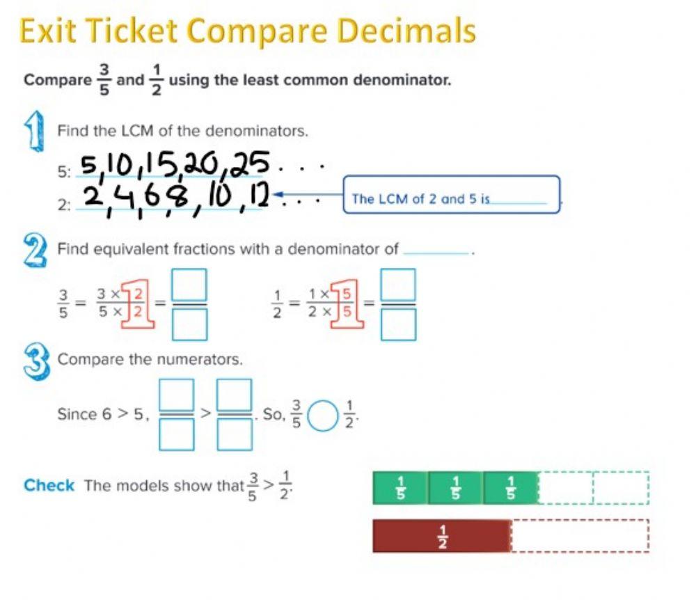 G5 Exit Compare Fractions