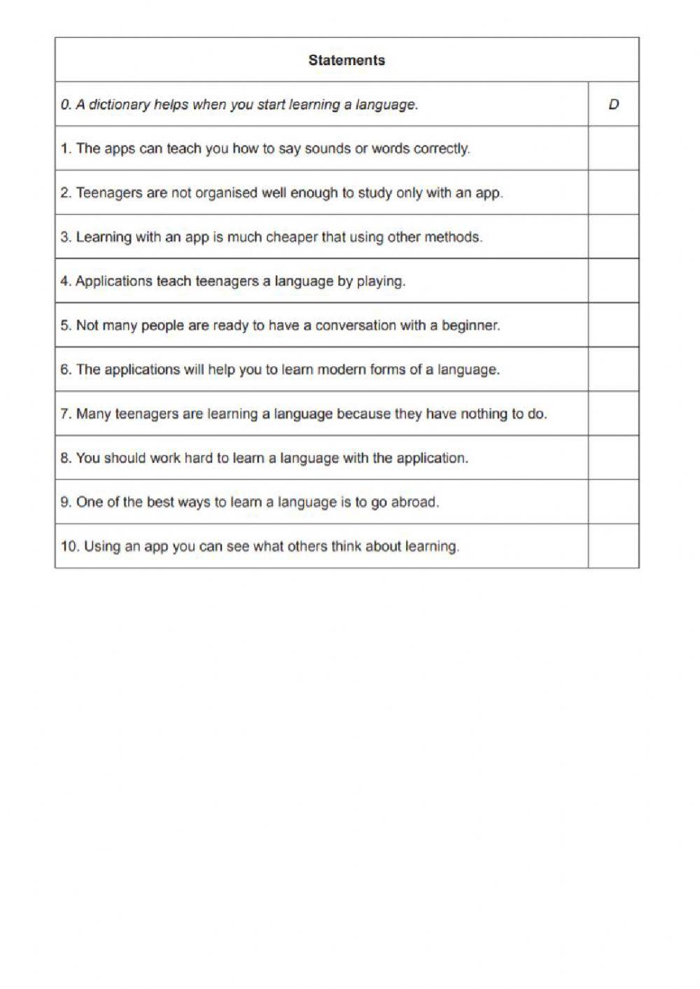 Exam Tasks (1) Year 9