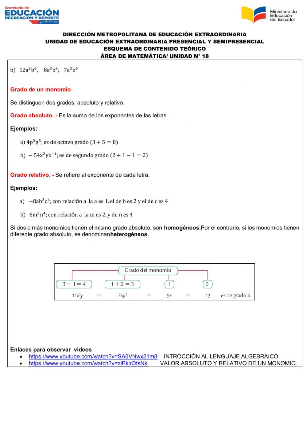 Matemática Unidad 18