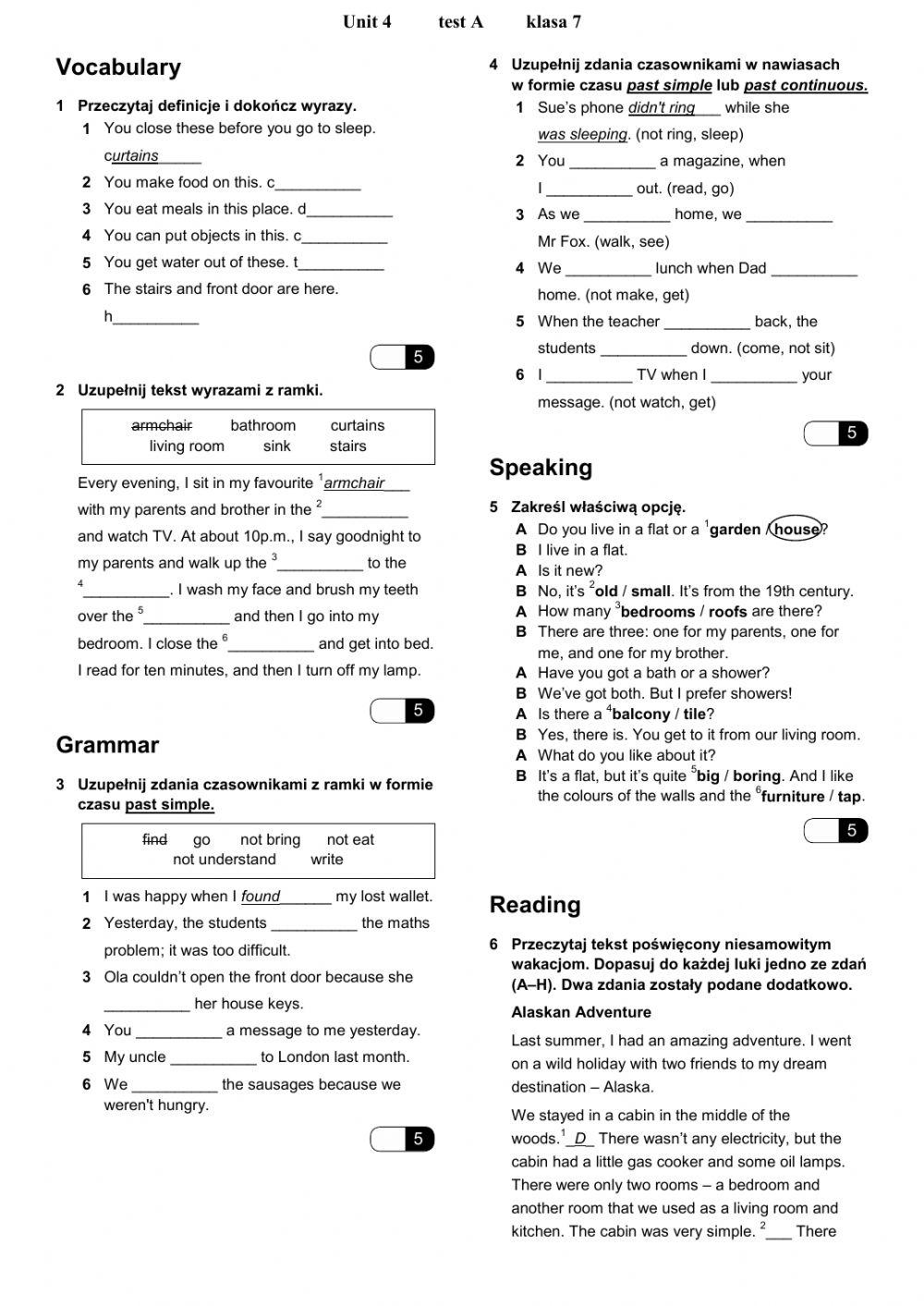6381560 unit 4 test a klasa 7 jola liveworksheets
