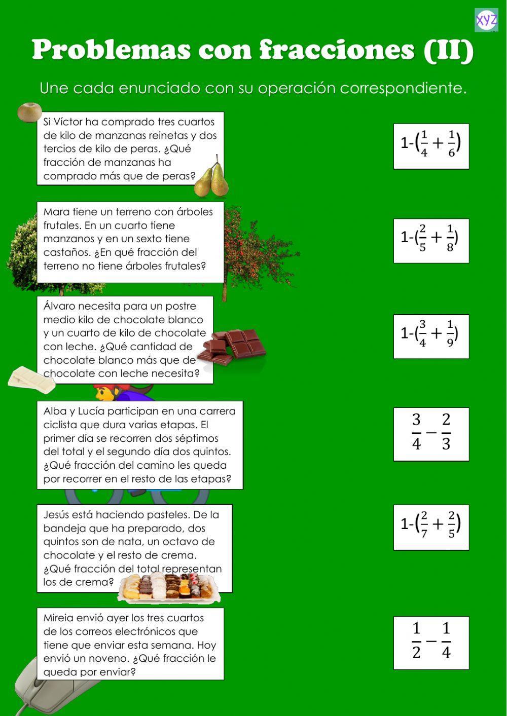 Problemas con fracciones Problemas con fracciones