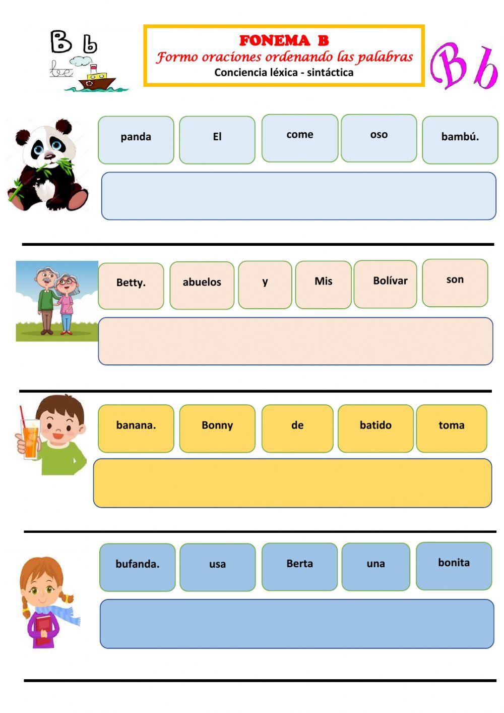 Oraciones con fonema B