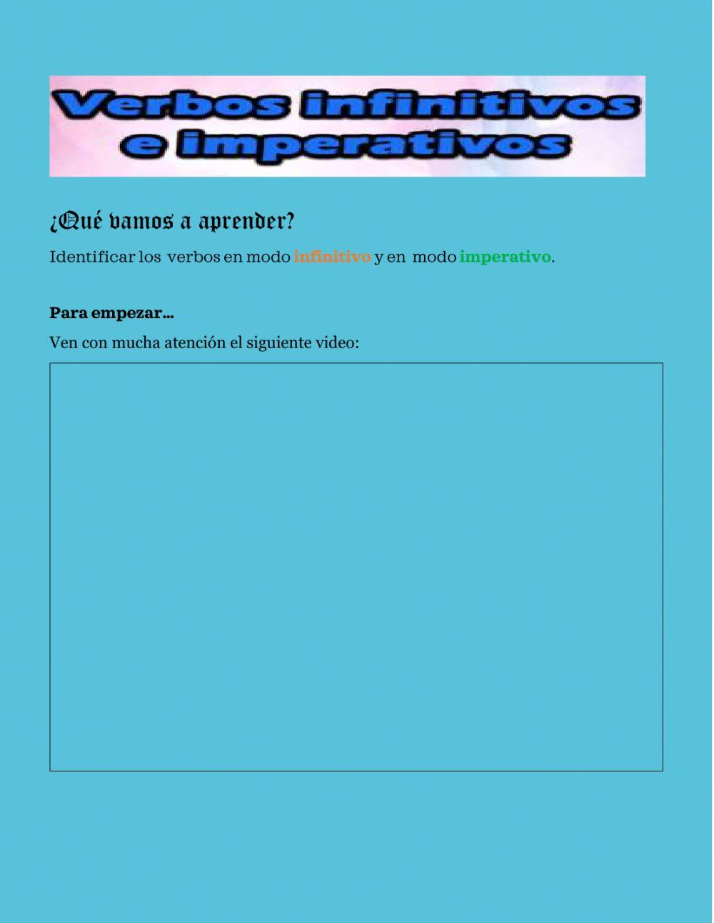 El modo infinitivo e imperativo