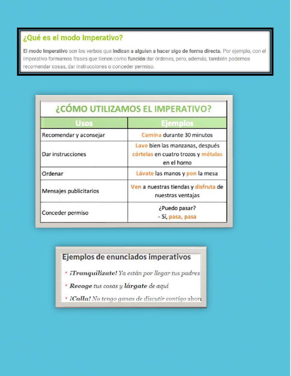 El modo infinitivo e imperativo