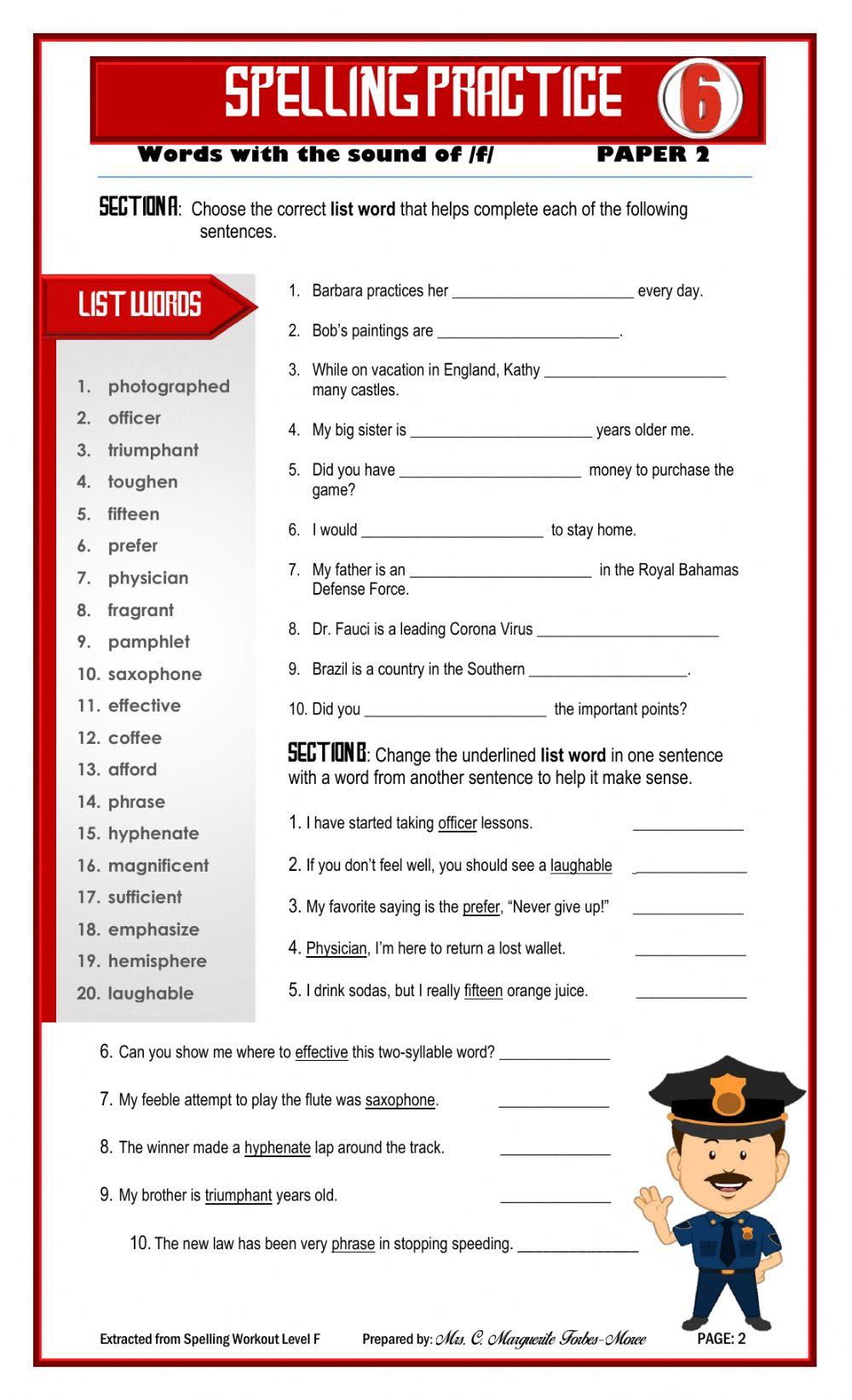 Spelling words with the sound of f