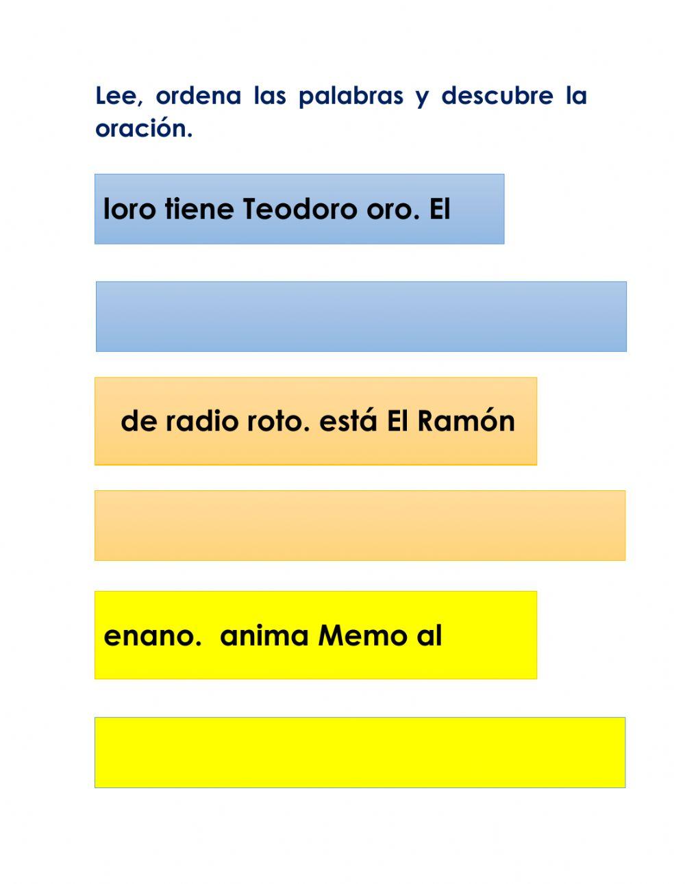 Lectura de palabras y oraciones