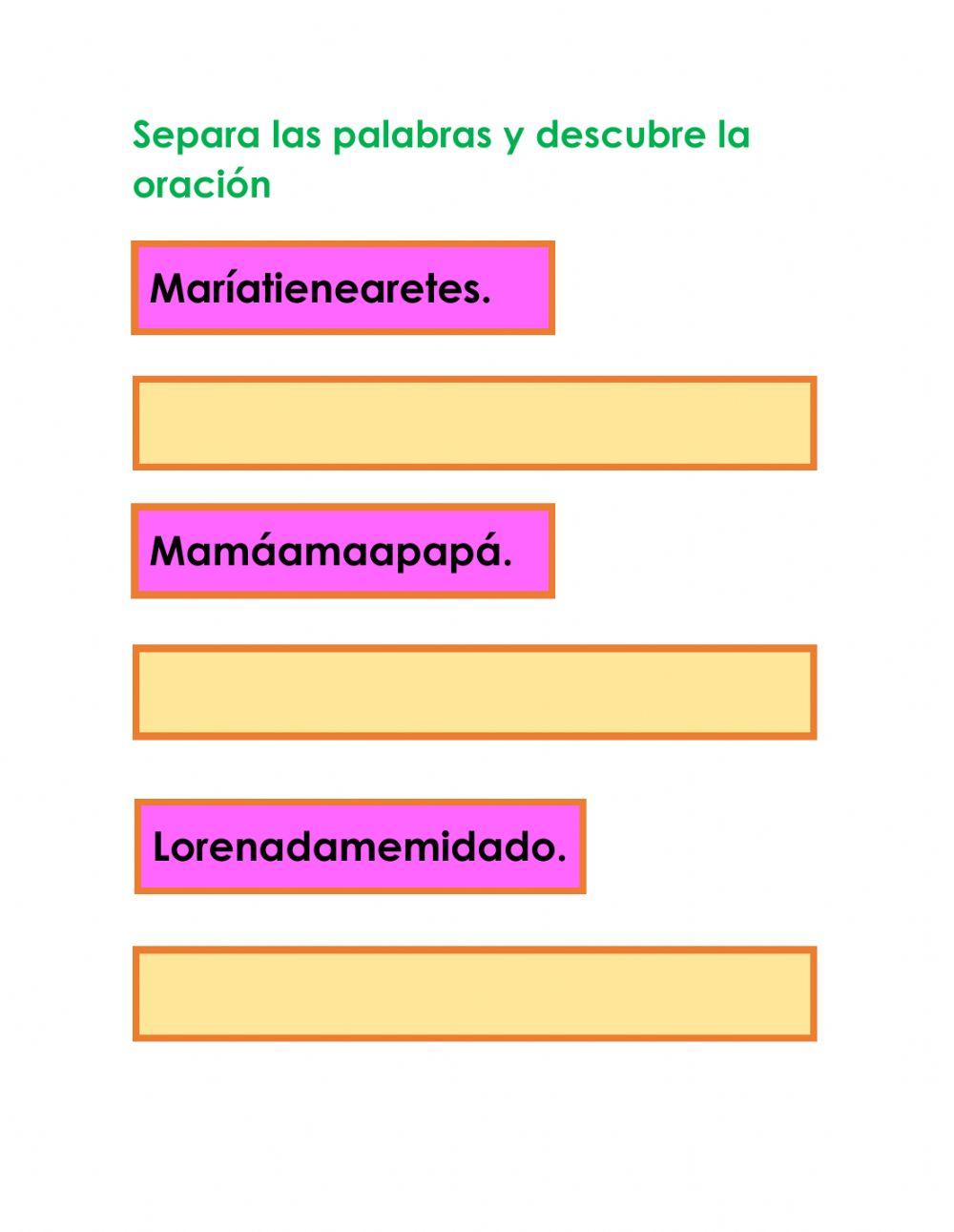 Lectura de palabras y oraciones