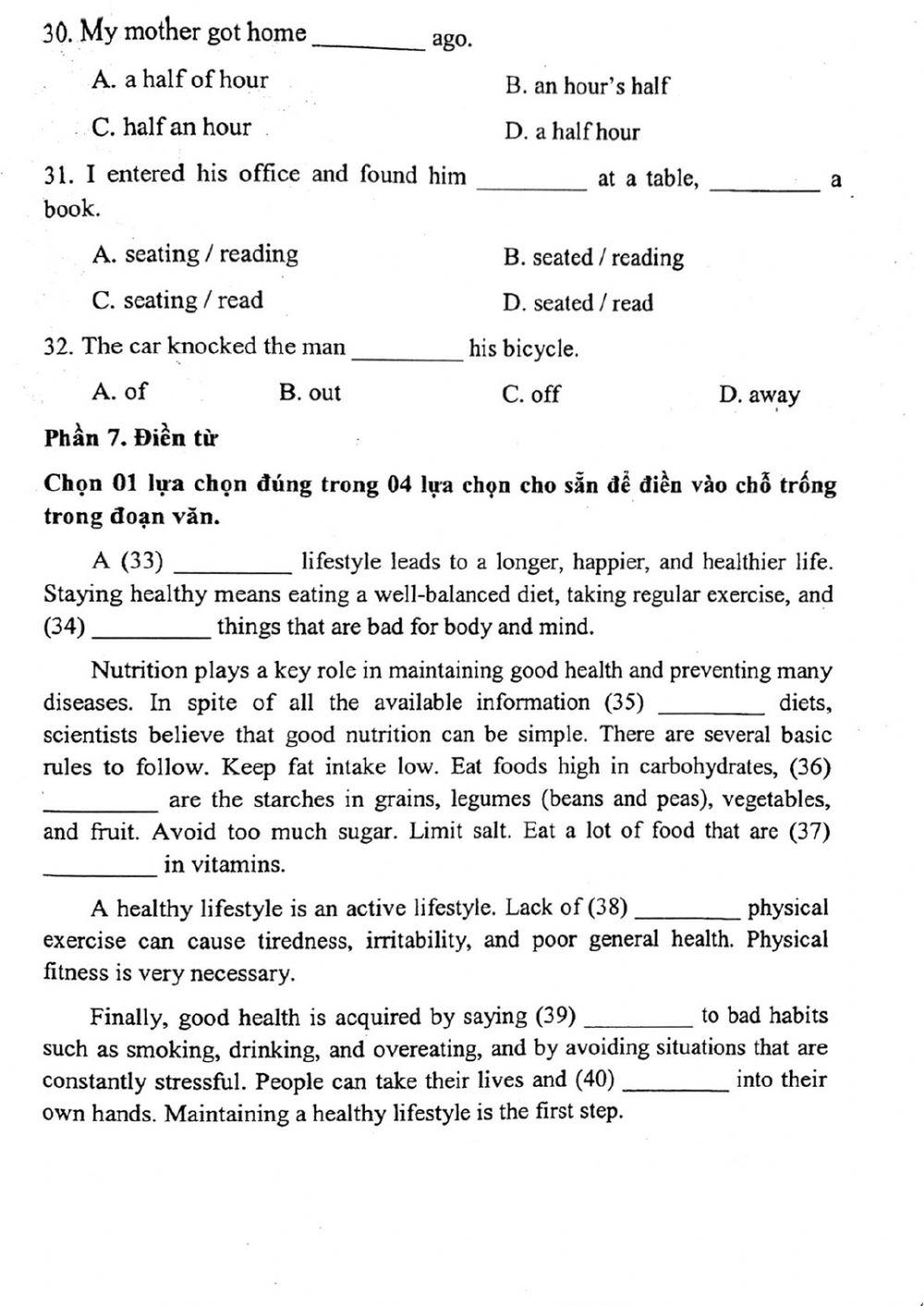 Đề thi đánh giá năng lực ngoại ngữ Tiếng Anh vào lớp 10 Chuyên ngoại ngữ - Số 16.1