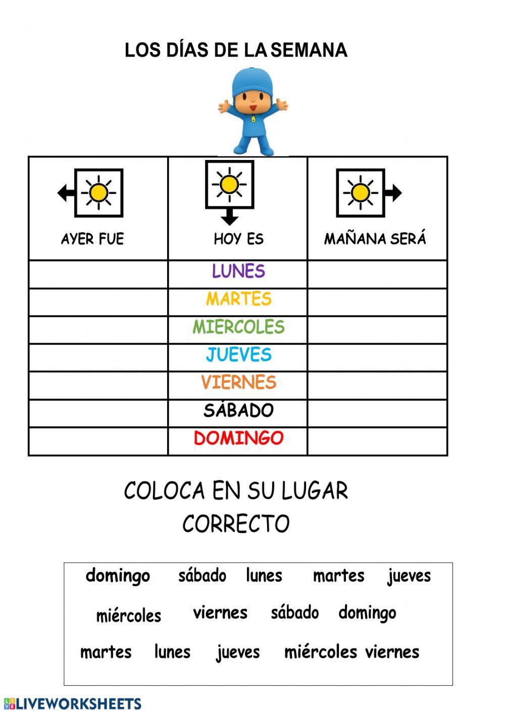 Matemáticas los meses del año y los dias de la semana