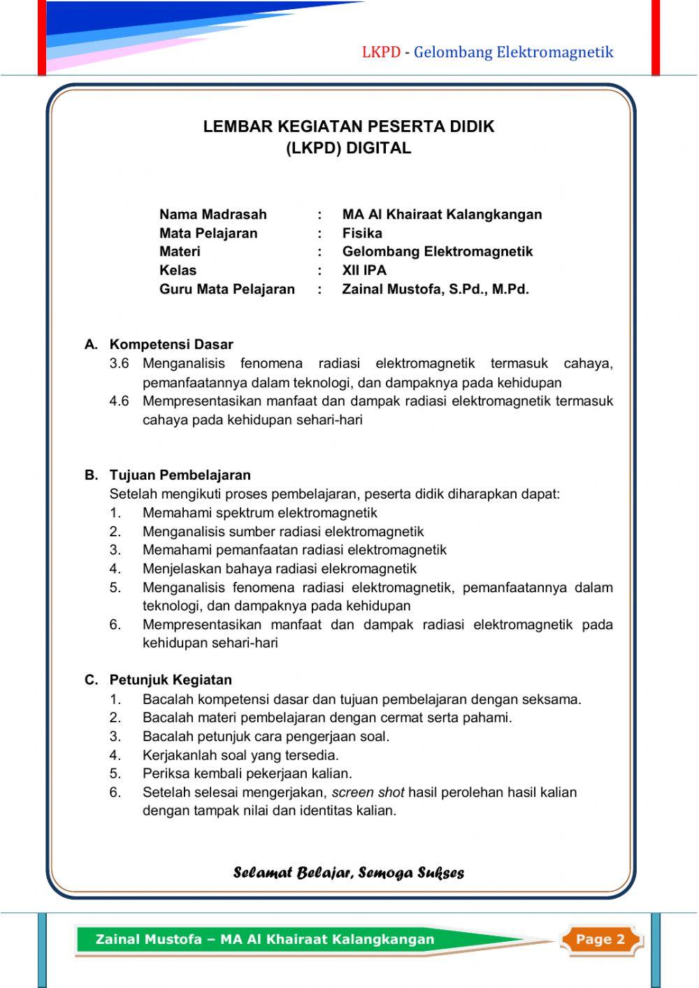 LKPD Digital Fisika Gelombang Elektromagnetik